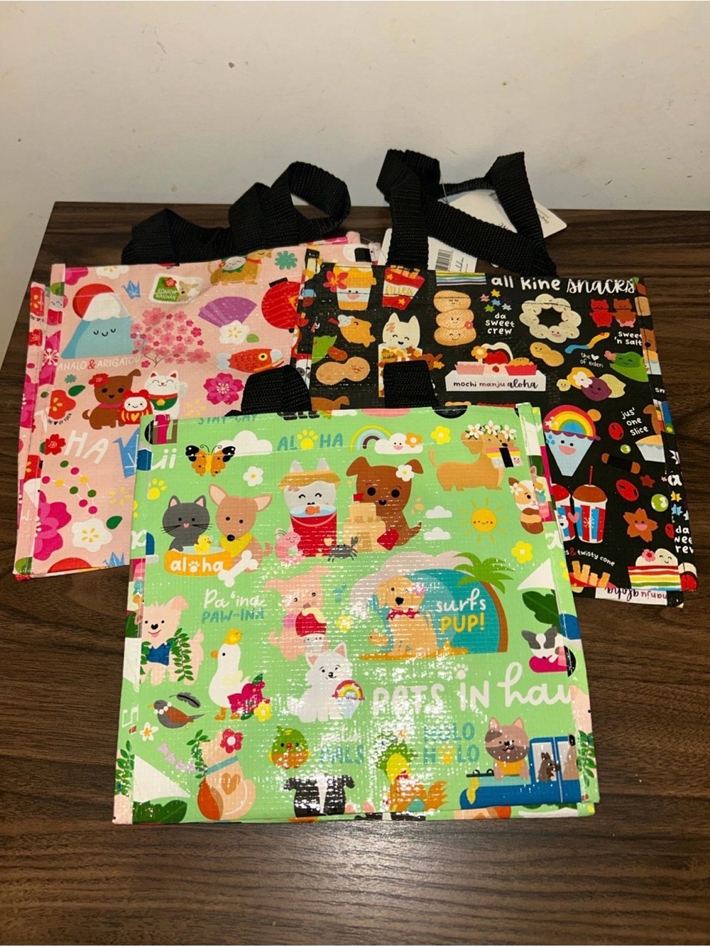 Eden in love lot of 3 kawaii small crinkle reusable bags 9.5” x 9” x 5”